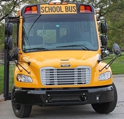 This ServiCar school bus can hold 75 elementary students with an adult chaperone. School Buses like this are used for regular route transportation, sporting events, field trips and special events.